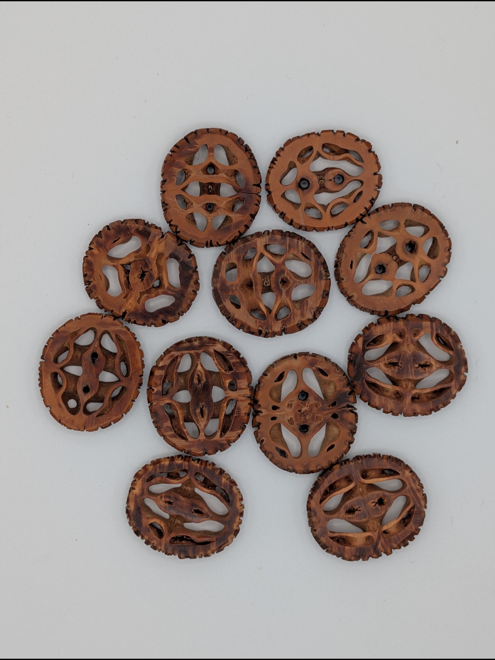 Walnut Shell Slice Buttons - Picture 2 of 6
